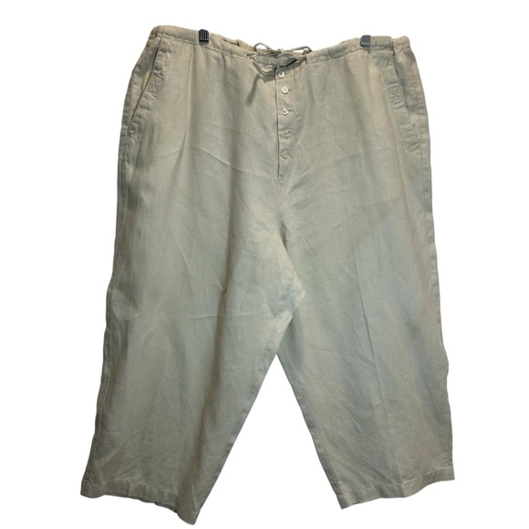 Bridgewater Studio Tan Linen Relaxed Fit Drawstring Pants - 20W - Picture 1 of 7